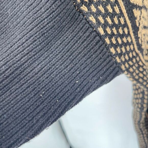 Westbound Womens Poncho Sweater Tassel Pullover Acrylic Blend Black Beige XL - Picture 6 of 10